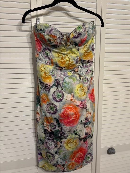 ASOS Dresses & Skirts - ASOS Strapless Floral Bodycon Dress - Yellow, Pink, Green, Purple